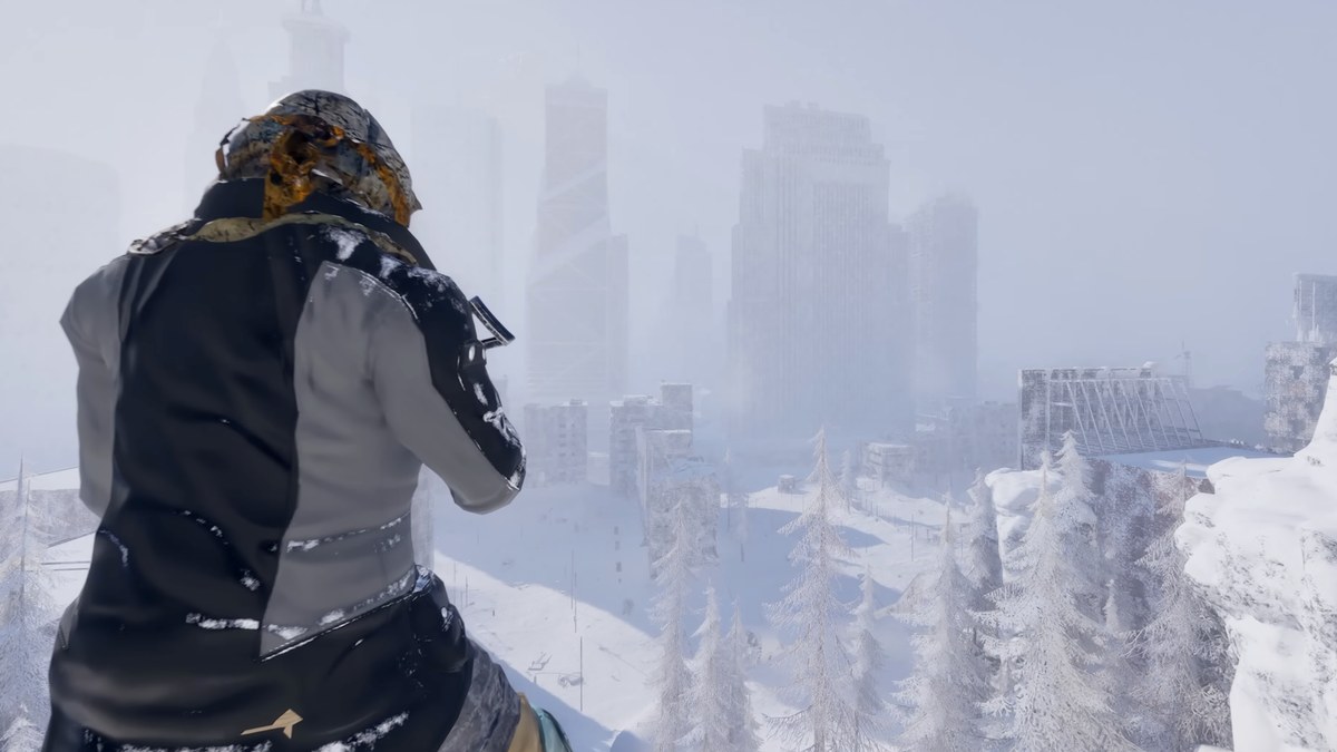 Permafrost – survivor overlooking frozen post-apocalyptic city
